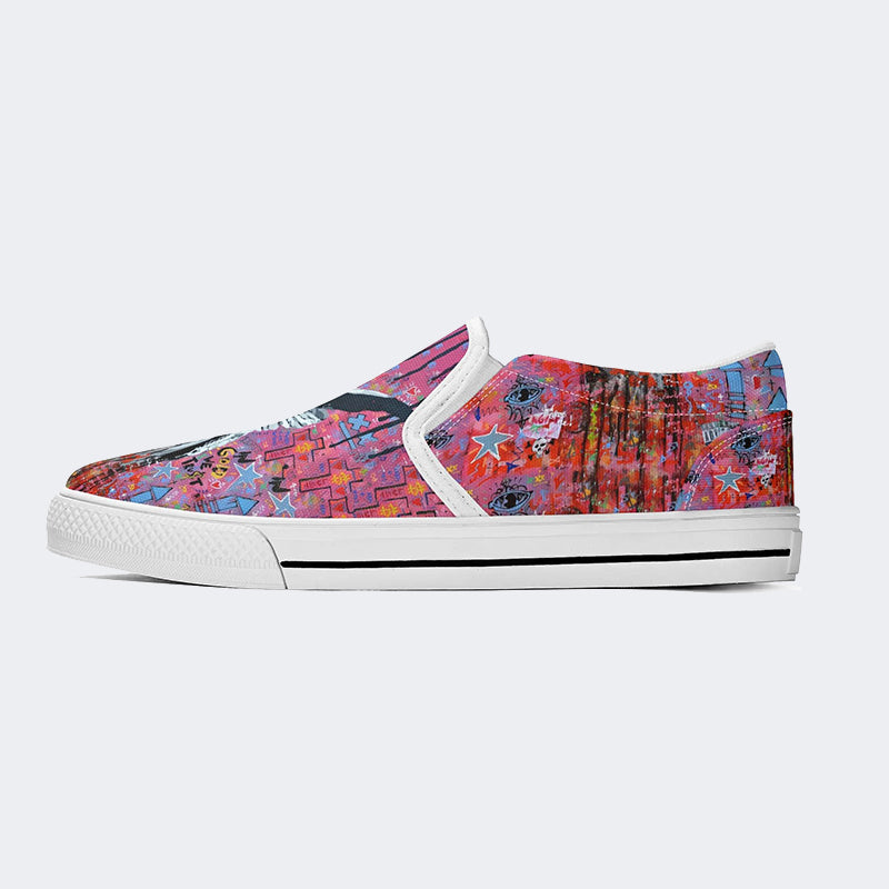 Unisex Greek Statue Graffiti Art Print - Slip On Shoes