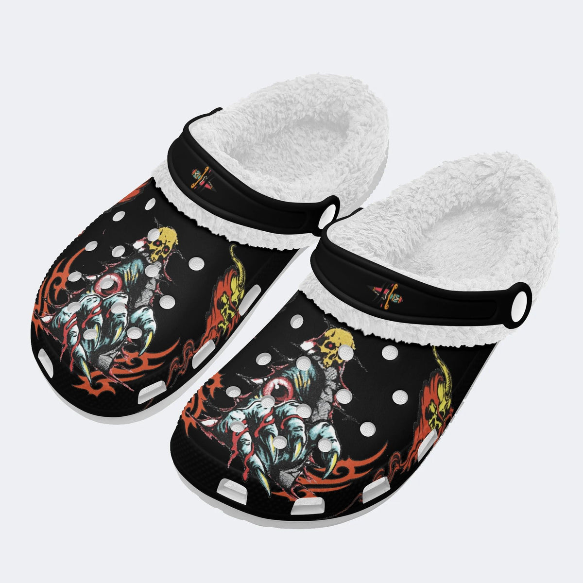 Horror Devil's Palm Print - Fur Lined Slippers/Sandals