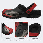 Red Crow Print - Fur Lined Slippers/Sandals
