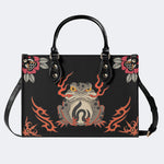 Japanese Style Frog Print - Leather Handbag