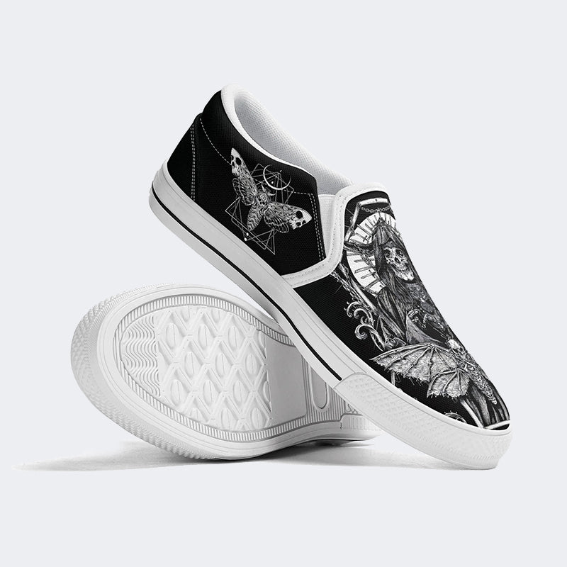 Surreal Death Moth&Skull - Slip On Shoes