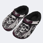 Gothic Skeleton Bride Veil Dark Rose - Fur Lined Slippers/Sandals