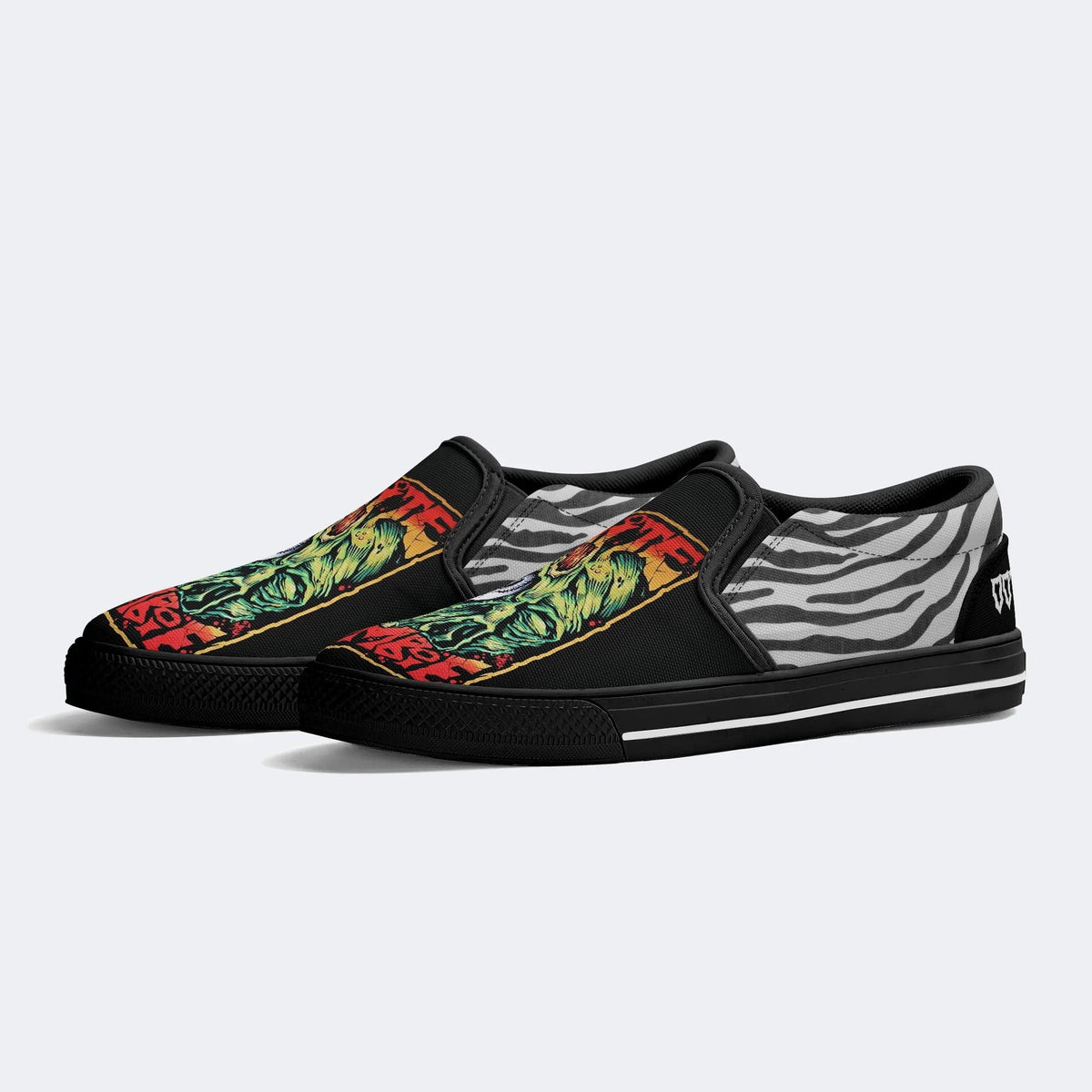 Unisex Retro Rock Print - Slip On Shoes