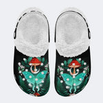 Night Sky Mushroom Butterfly Print - Removable Fur Lined Slippers/Sandals