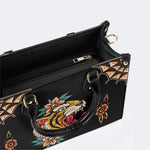 Flower Tiger Art Print - Leather Handbag