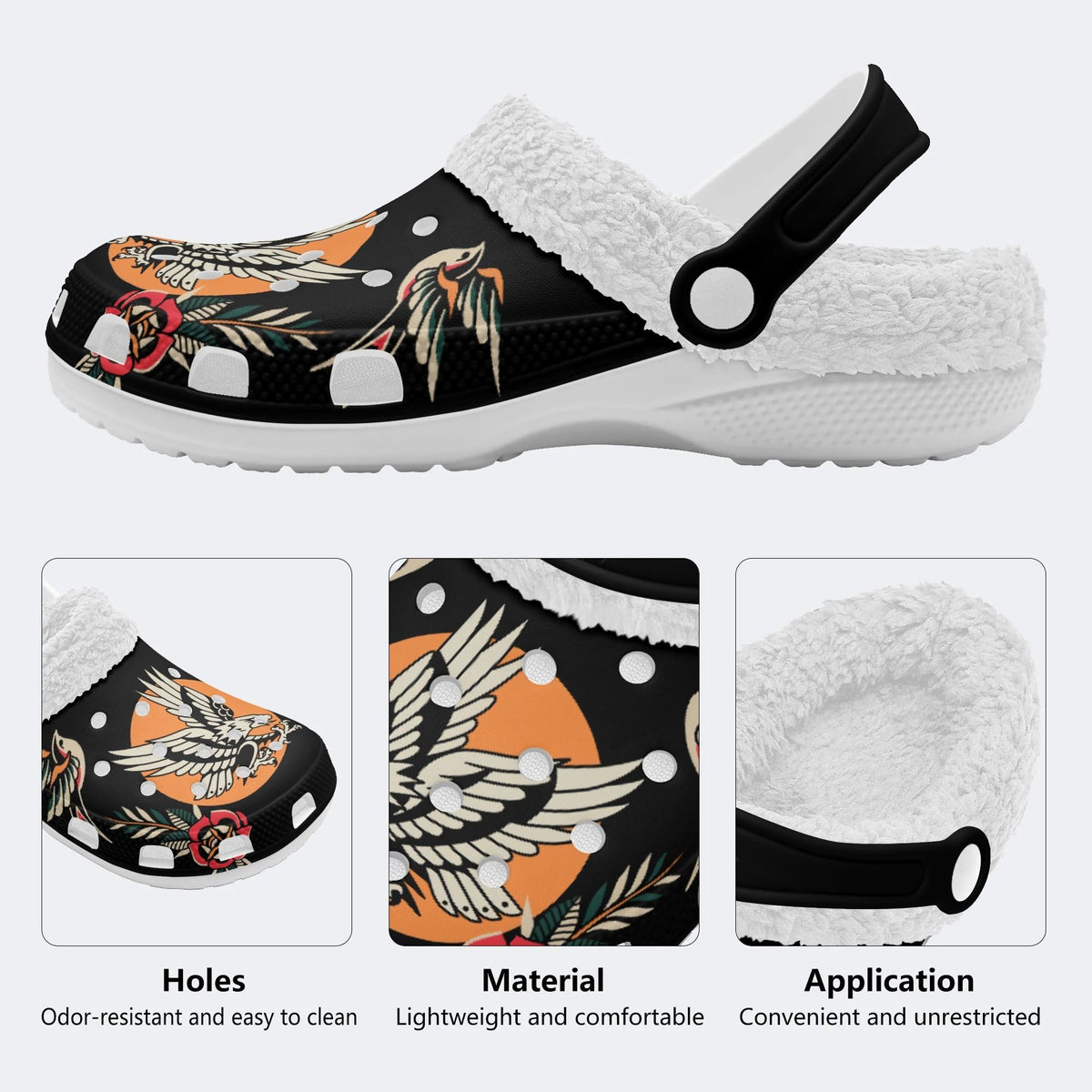 Eagle Art Print - Fur Lined Slippers/Sandals