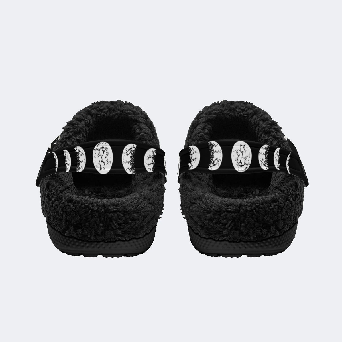 Horror Skull Skeleton Print - Fur Lined Slippers/Sandals