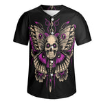 Dark Moth Skull - Men's Short Sleeve Baseball Jersey