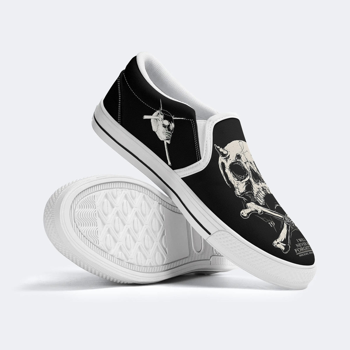 Skull I Will Never Be Forgotten Printed - Slip On Shoes