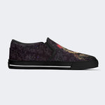 Unisex Punk Fire Skull Print - Slip On Shoes