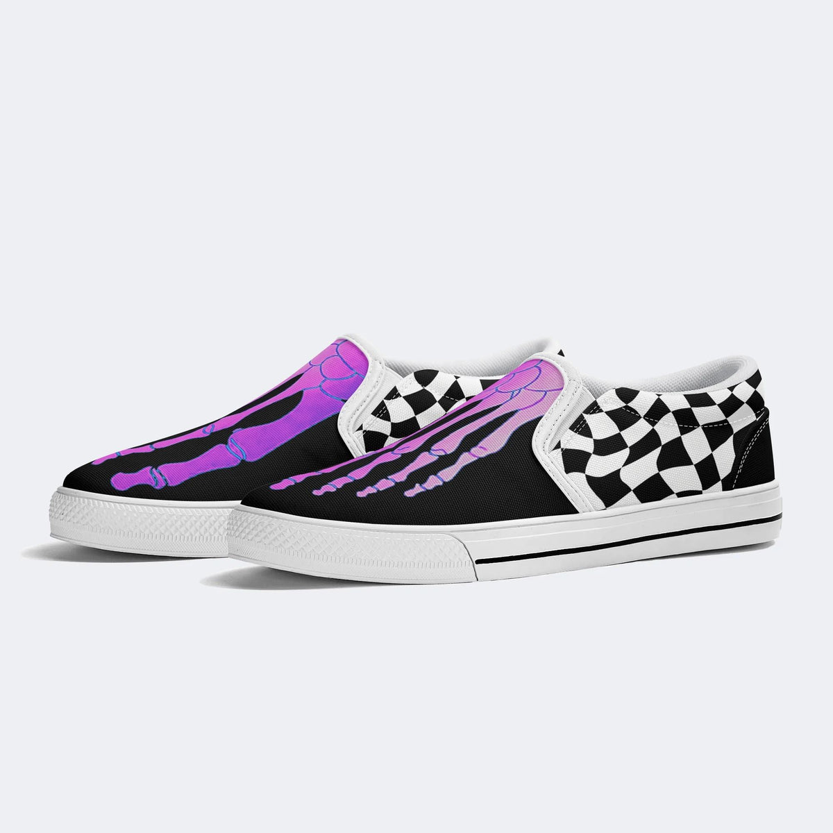 Purple Gradient Skeleton Toes Skull - Slip On Shoes