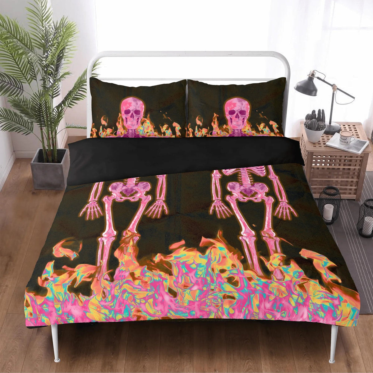 Gothic Skull Print - Three Piece Bedding Set