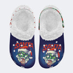 Horror Zombie Santa Claus Print - Fur Lined Slippers/Sandals