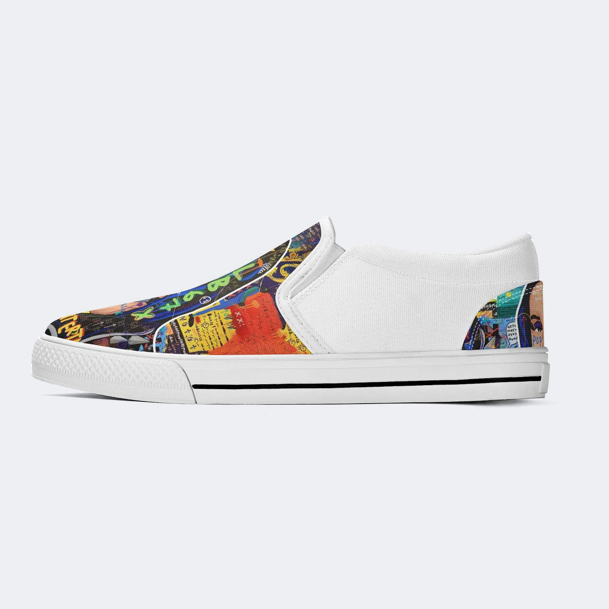 Unisex Retro Graffiti Art Print - Slip On Shoes