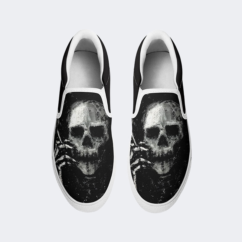 Unisex Skull Print - Slip On Shoes