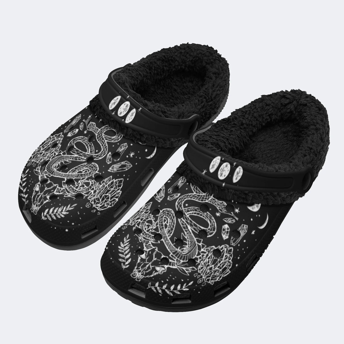 Moon Phase Snake - Fur Lined Slippers/Sandals