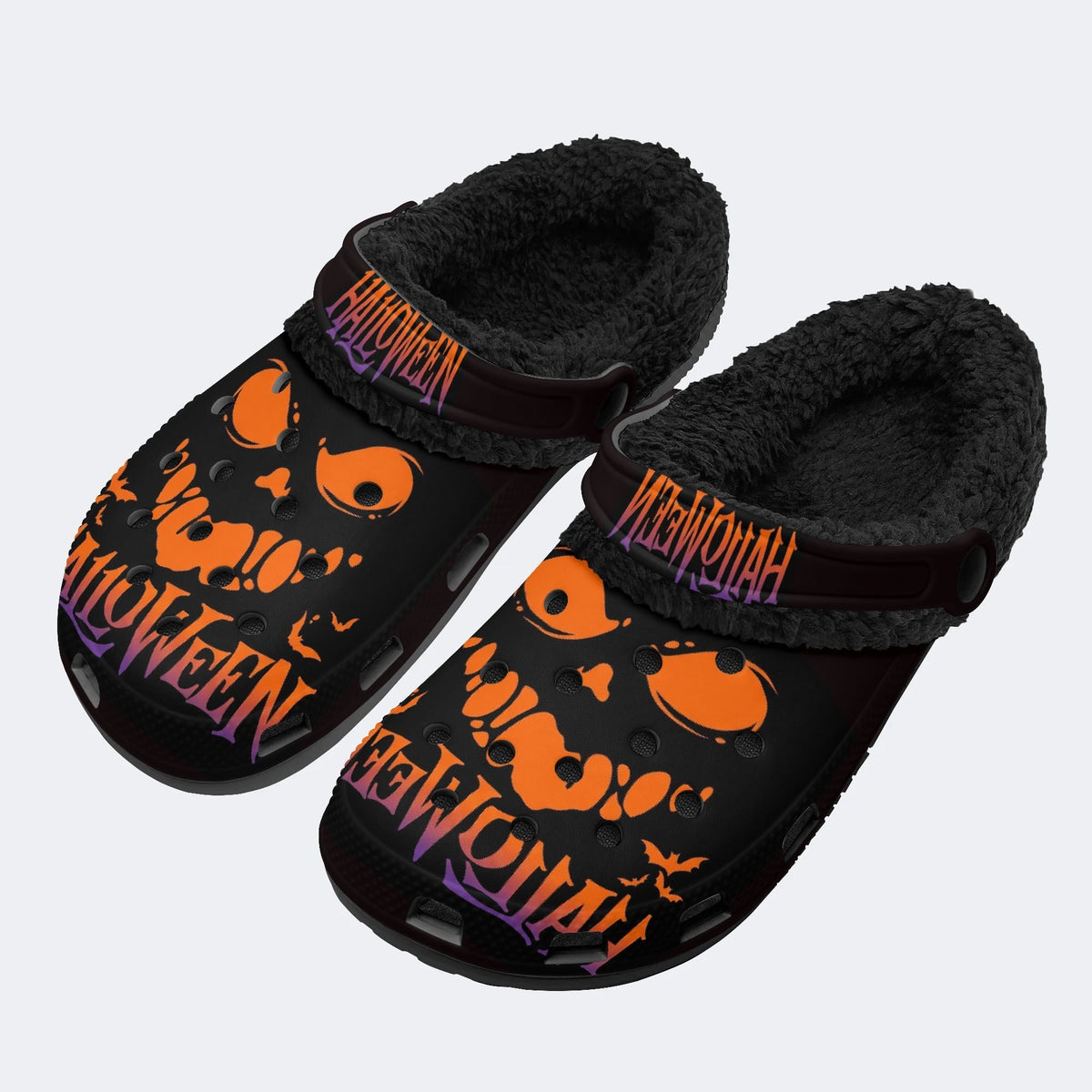 Creepy Pumpkin Bat - Fur Lined Slippers/Sandals