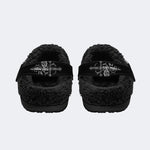 Dark Thorn Skull‑Fur Lined Slippers Sandals