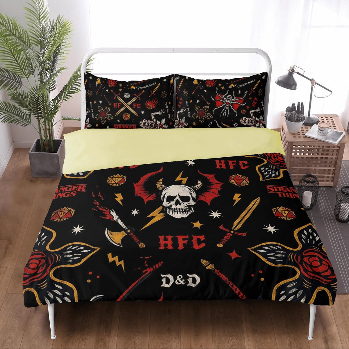 Hellfire Club Skull Print - Three Piece Bedding Set