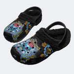 Skull&Bone Gothic Print - Fur Lined Slippers/Sandals