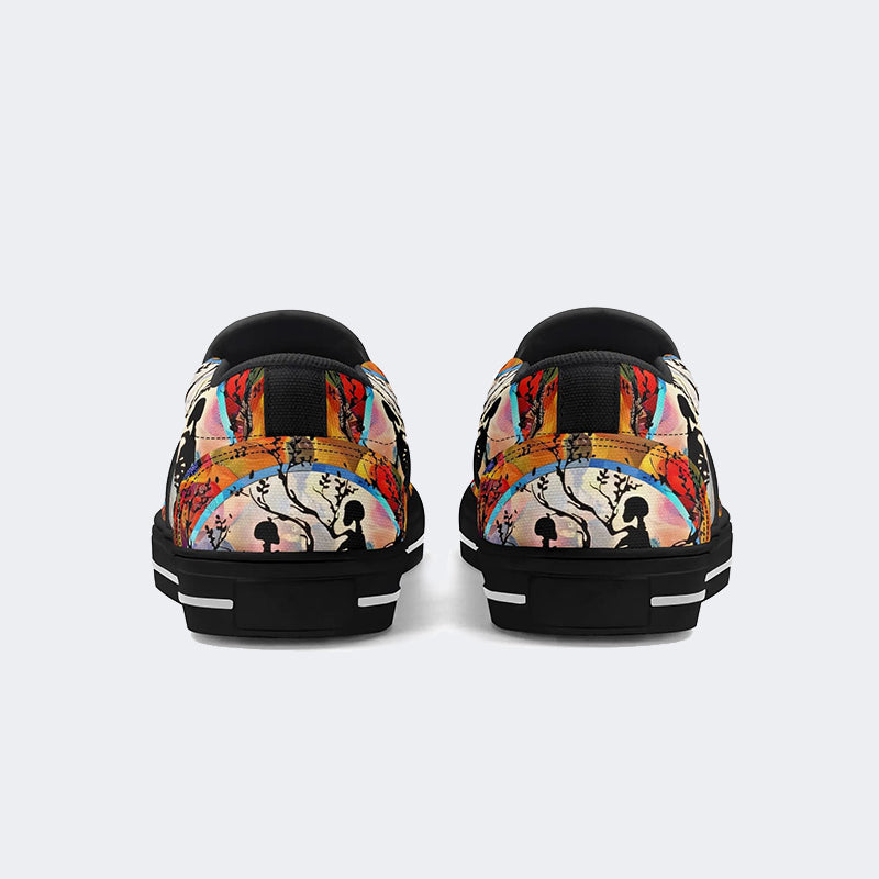 Unisex Tie Dye Skull Graphic Print - Slip On Shoes