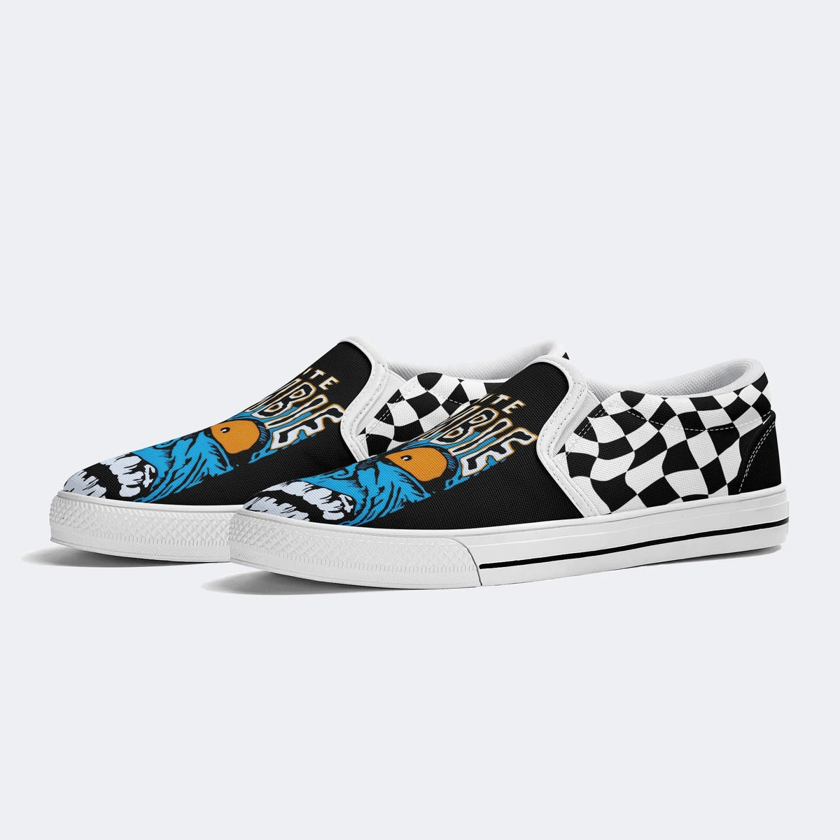 Unisex White Zombie Print - Slip On Shoes