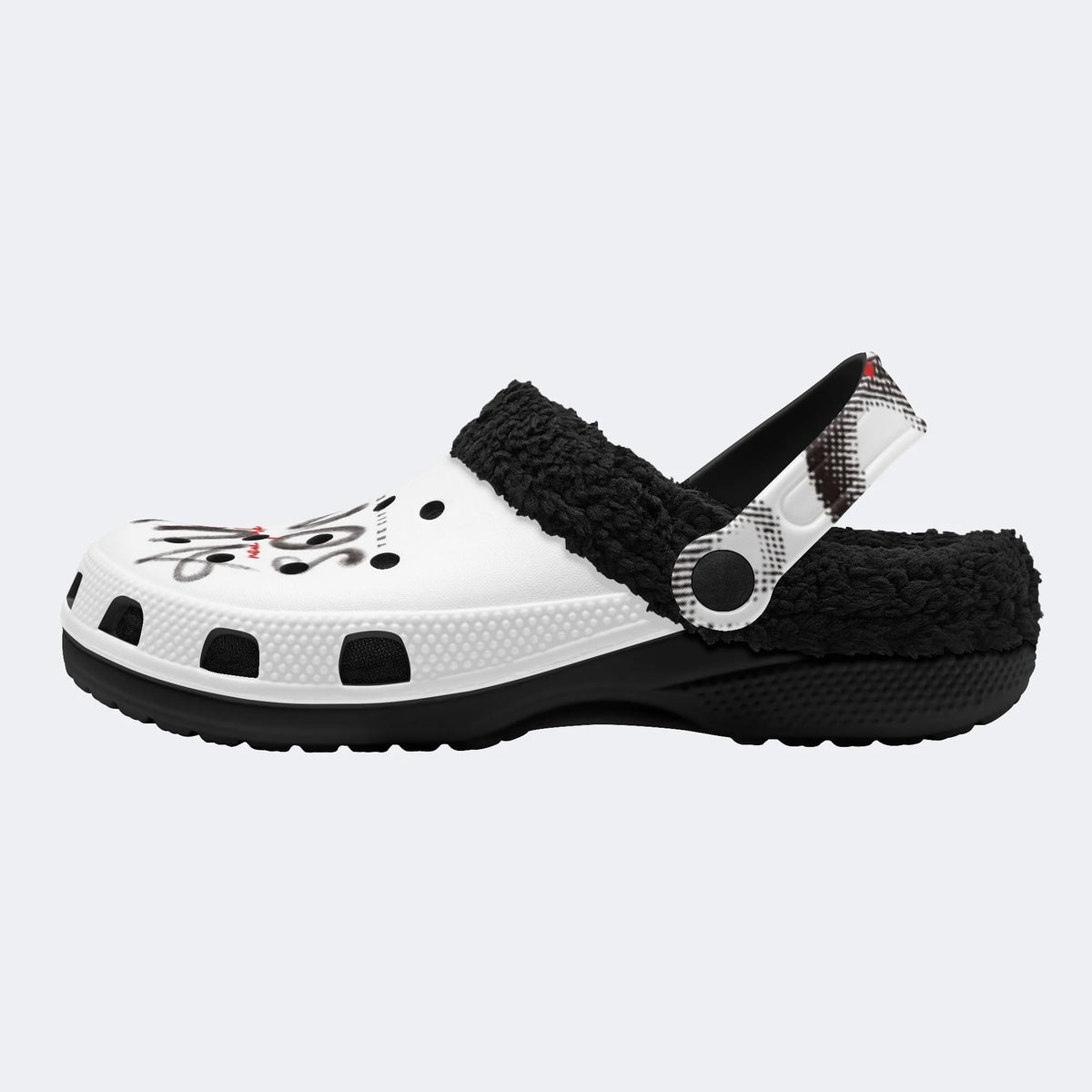 Punk Plaid Graffiti - Fur Lined Slippers/Sandals