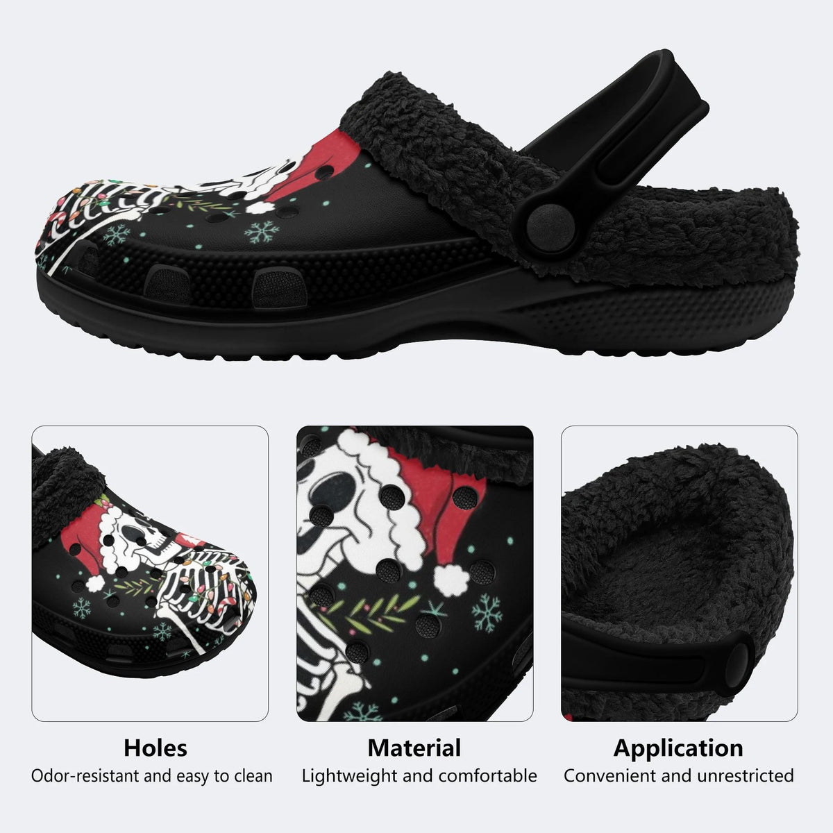 Gothmas Skeleton Lights - Fur Lined Slippers/Sandals