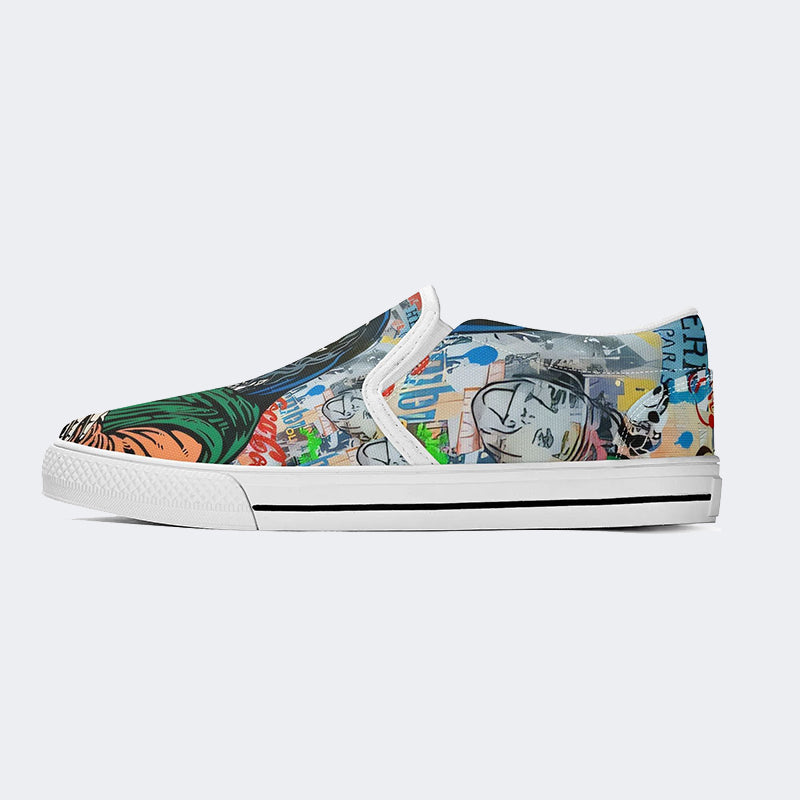 Mona Lisa Graffiti Art Print - Slip On Shoes