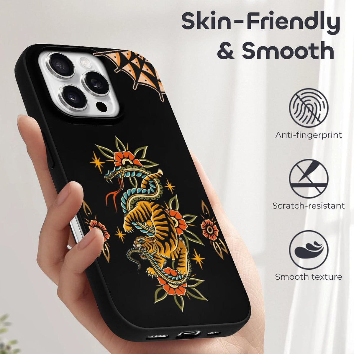 Vintage Snake And Tiger Print - Phone Case