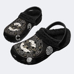 Mystical Moth Print - Fur Lined Slippers/Sandals