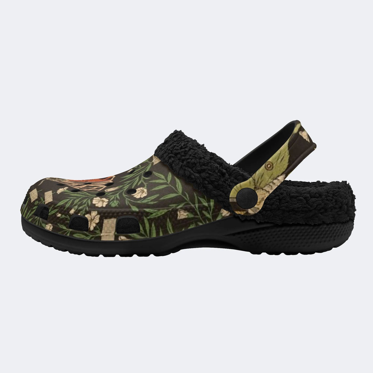 Retro Moth Flower - Fur Lined Slippers/Sandals
