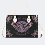 Purple Death Moth Print - Leather Handbag