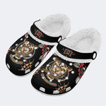 Traditional Tiger Dagger Print - Fur Lined Slippers/Sandals