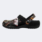 Gothic Horror Zombie Comic - Fur Lined Slippers/Sandals