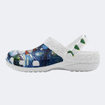 Snowman Starry Night Print - Fur Lined Slippers