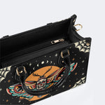 Old School Death Moth Vintage Print - Leather Handbag