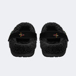 Japanese Mask Print - Fur Lined Slippers/Sandals