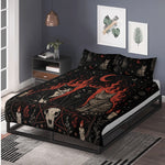 Witchy Skull Cats Print - Three Piece Bedding Set