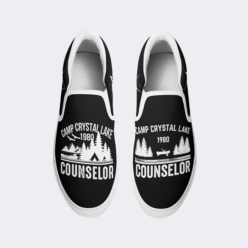 Unisex Vintage Camp Crystal Lake Counselor Halloween Horror Movie Art Print - Slip On Shoes