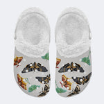 Death Skull Moth Print - Fur Lined Slippers/Sandals