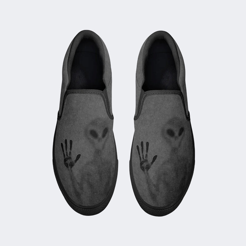 Dark Style Skull Shadow Graphic - Slip On Shoes