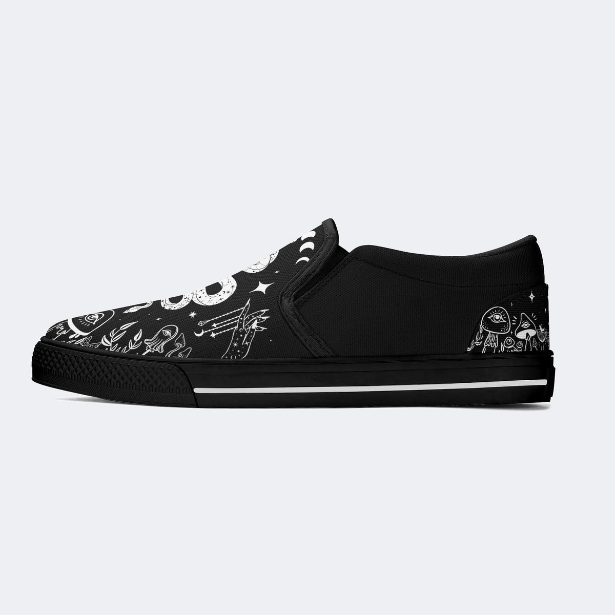 Classic Black And White Snake Print - Slip On Shoes