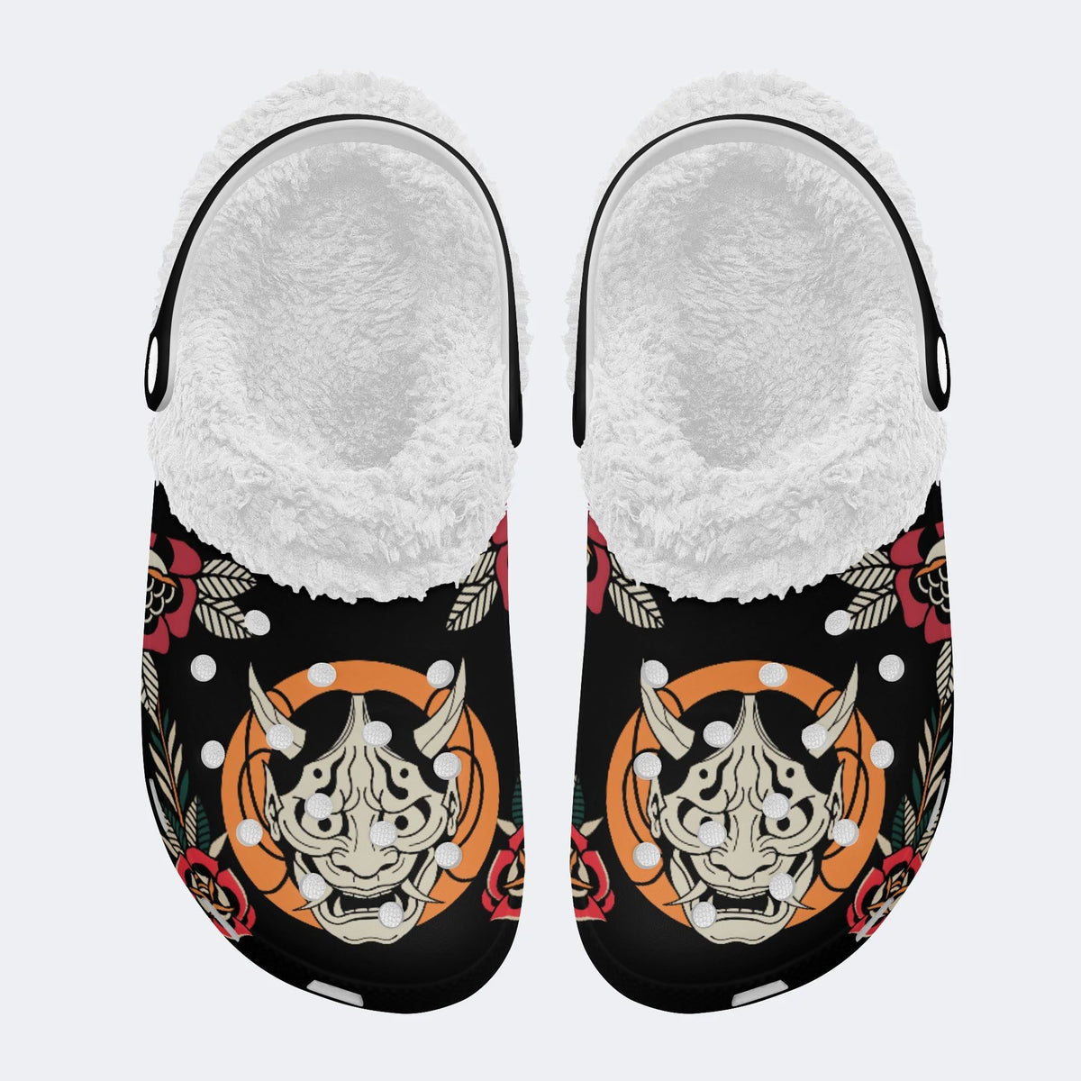 Horror Demon Print - Fur Lined Slippers/Sandals