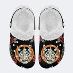 Horror Demon Print - Fur Lined Slippers/Sandals