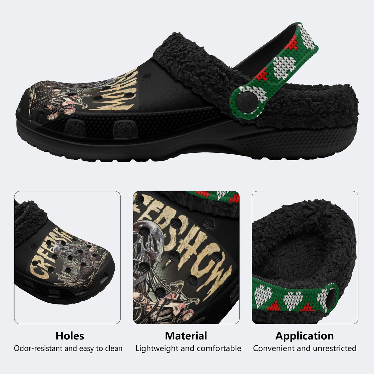 Unisex Horror Movie Print - Fur Lined Slippers/Sandals