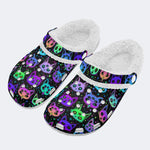 Cute Cartoon Witchcraft Cat Print- Fur Lined Slippers/Sandals