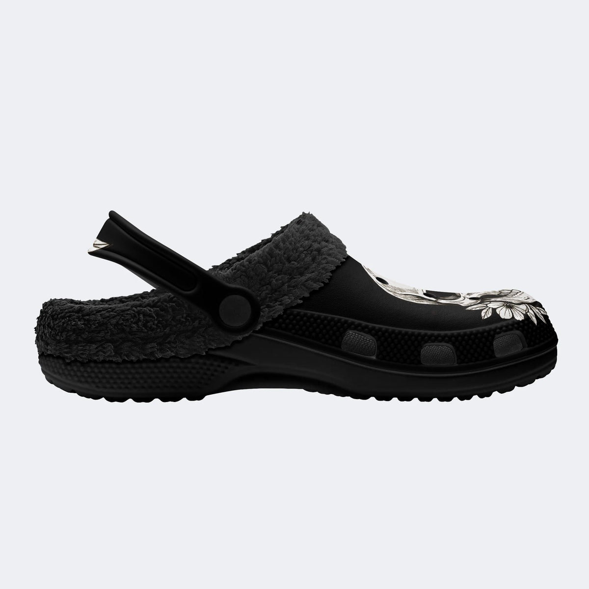 Gothic Witch Skull Wildflower Moon - Fur Lined Slippers/Sandals