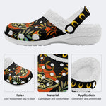 Death Moth Leaf Print - Fur Lined Slippers/Sandals