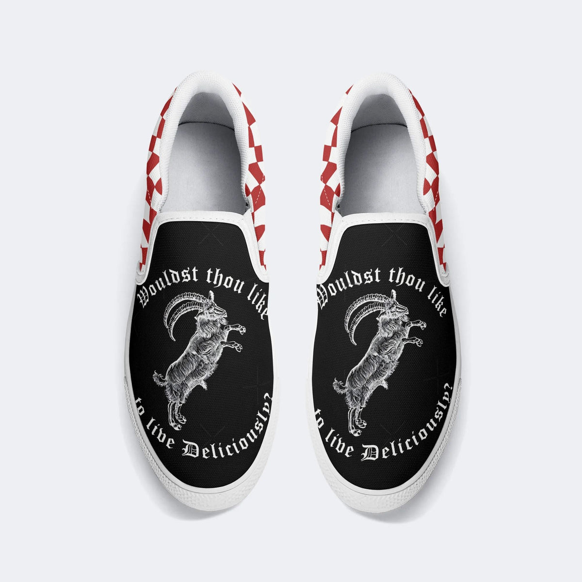 Unisex Metal Goat Print - Slip On Shoes